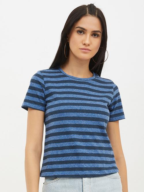 women's striped round neck t-shirt - 17221731 - Very Small Image - 1