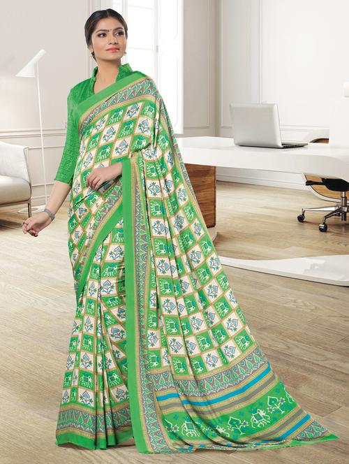 checkered printed saree - 17225055 - Very Small Image - 1