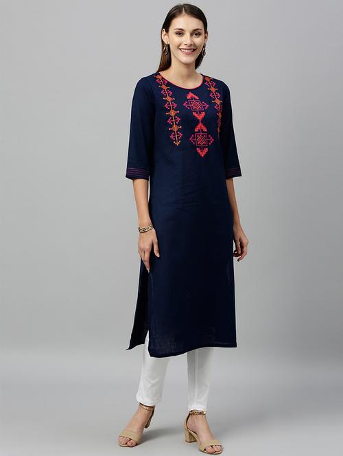 self design straight kurta - 17225494 - Very Small Image - 1