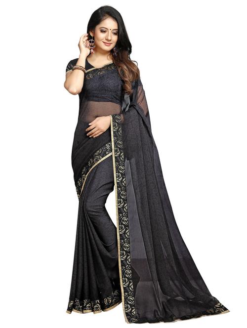 solid bordered saree with blouse - 17225578 - Very Small Image - 1