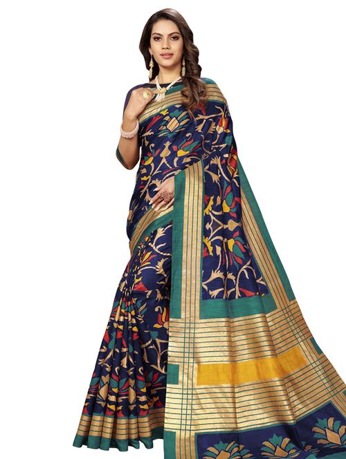 floral printed saree with blouse - 17225598 - Very Small Image - 1