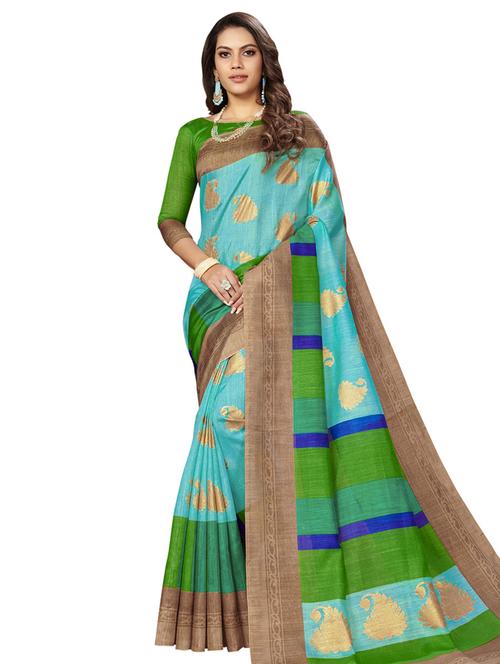 foil printed saree with blouse - 17225600 - Very Small Image - 1