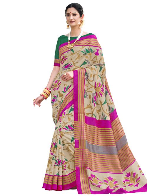 floral printed saree with blouse - 17225603 - Very Small Image - 1