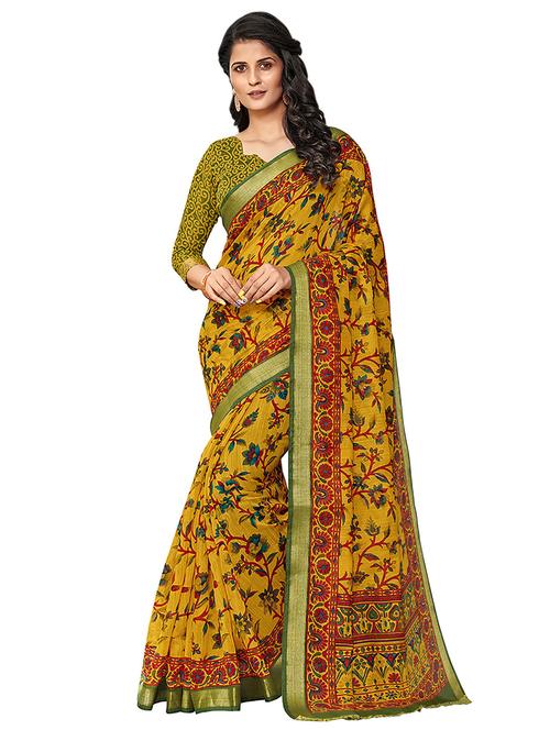 floral printed saree with blouse - 17225605 - Very Small Image - 1