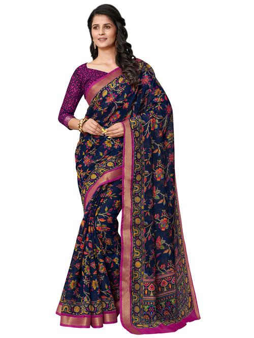 floral printed saree with blouse - 17225606 - Very Small Image - 1