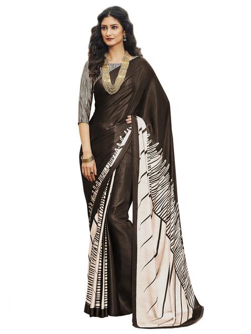 stripe printed saree with blouse - 17225620 - Very Small Image - 1
