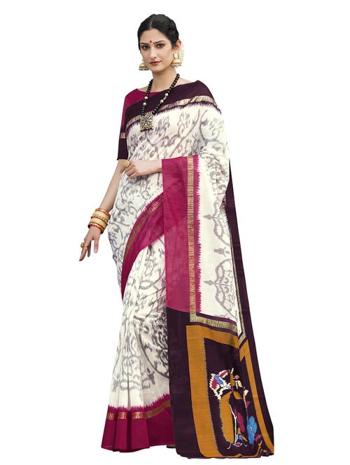 ikat printed saree with blouse - 17225656 - Very Small Image - 1