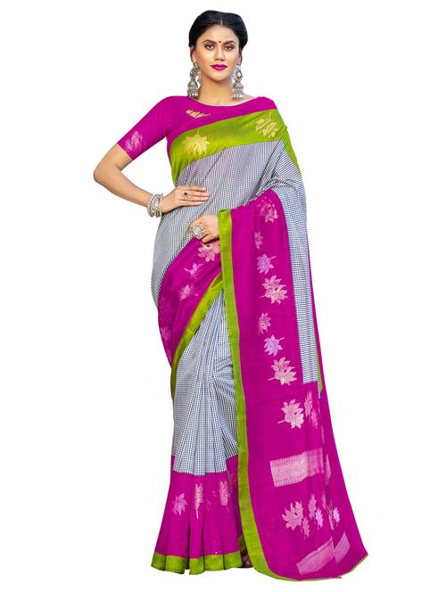 foil printed saree with blouse - 17225661 - Very Small Image - 1