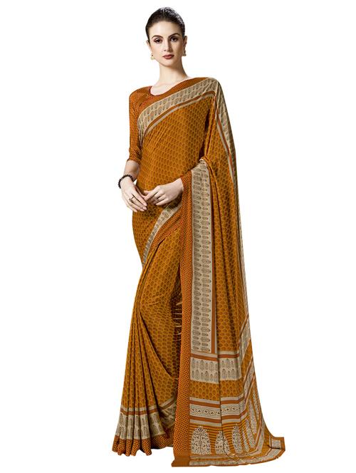 printed bordered saree with blouse - 17225685 - Very Small Image - 1