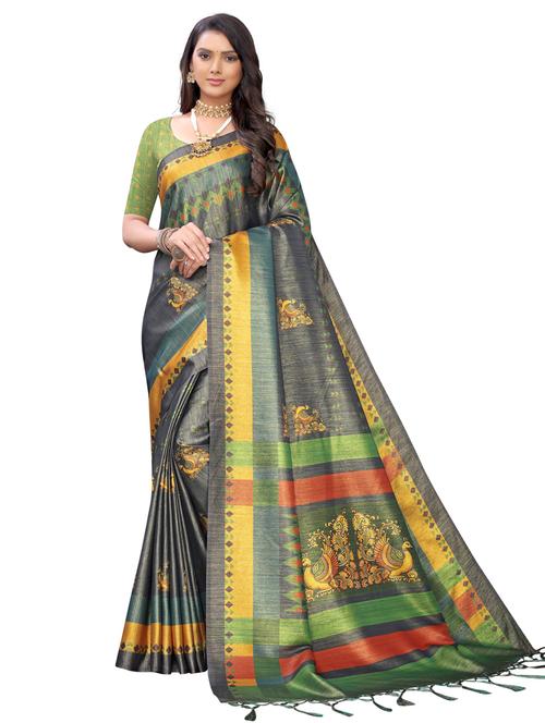 conversational printed saree with blouse - 17225705 - Very Small Image - 1