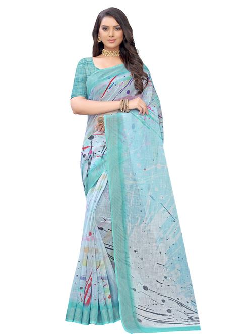 abstract printed saree with blouse - 17225710 - Very Small Image - 1
