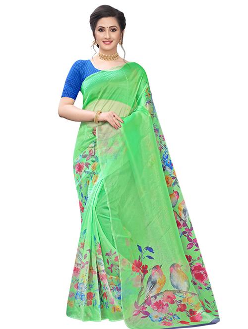 floral printed saree with blouse - 17225712 - Very Small Image - 1