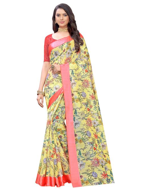floral printed saree with blouse - 17225717 - Very Small Image - 1