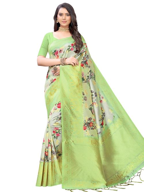 floral printed saree with blouse - 17225743 - Very Small Image - 1