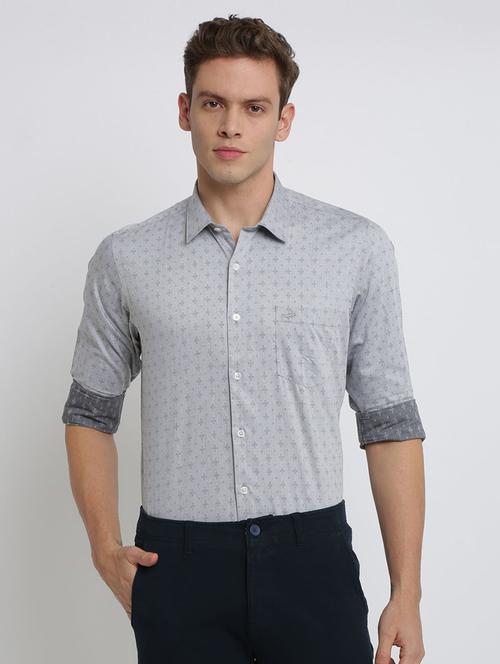 grey printed formal shirt - 17225970 - Very Small Image - 1