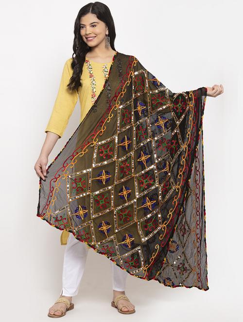 multi color embroidered dupatta - 17226218 - Very Small Image - 1