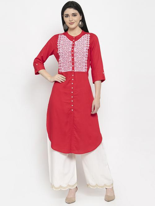 embroidered straight kurta - 17226236 - Very Small Image - 1