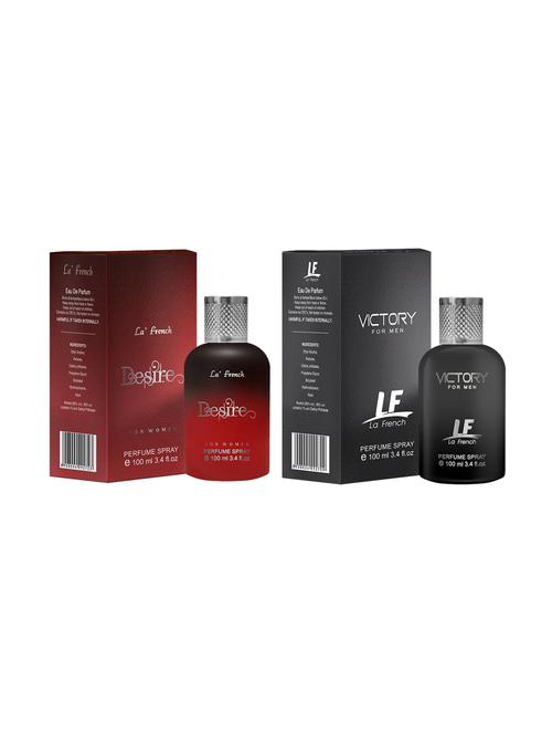 victory for men & desire for women perfume by la' french eau de parfum 100ml pack of 2 - 17227886 - Very Small Image - 1