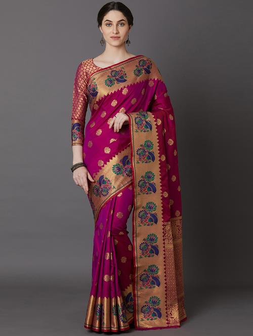 self design woven saree with blouse - 17228096 - Very Small Image - 1