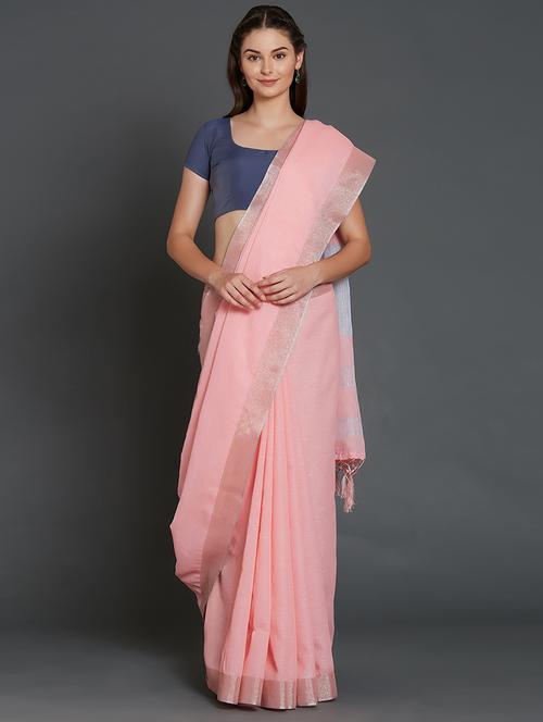 solid handloom saree with blouse - 17228110 - Very Small Image - 1