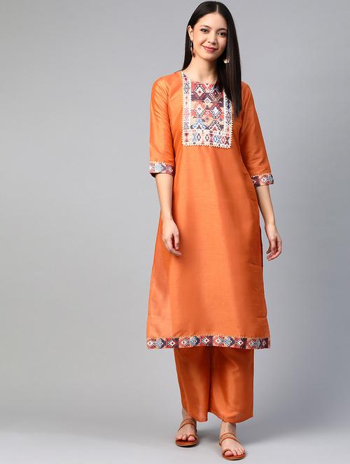 printed yoke straight kurta - 17228132 - Very Small Image - 1