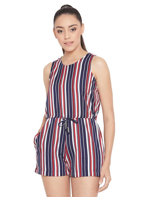 tie front striped romper - 17228294 - Very Small Image - 1