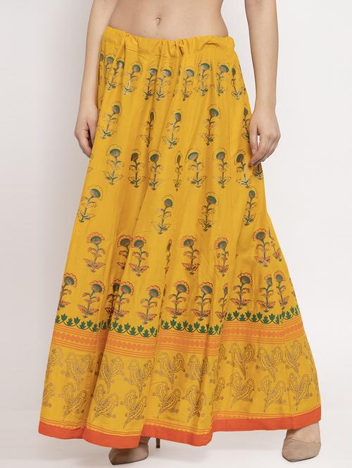 gold printed flared skirt - 17228589 - Very Small Image - 1