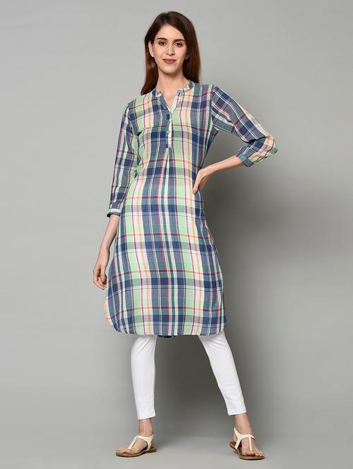 check print straight kurta - 17228877 - Very Small Image - 1