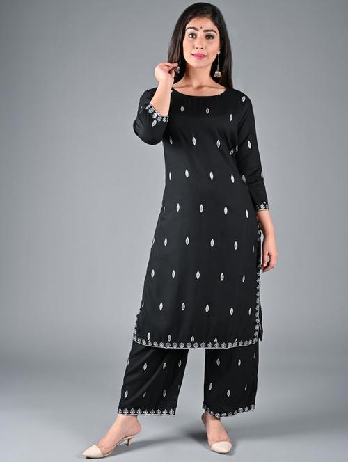 embroidered kurta palazzo set - 17230062 - Very Small Image - 1