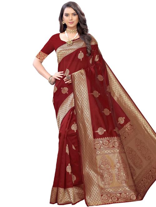 self design woven saree with blouse - 17230524 - Very Small Image - 1