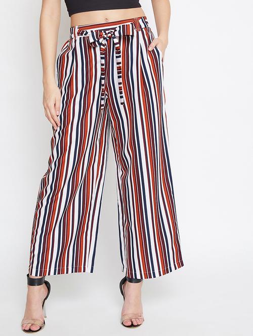 tie front striped trouser - 17230799 - Very Small Image - 1