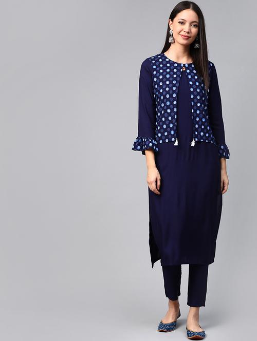solid kurta pant set - 17231388 - Very Small Image - 1