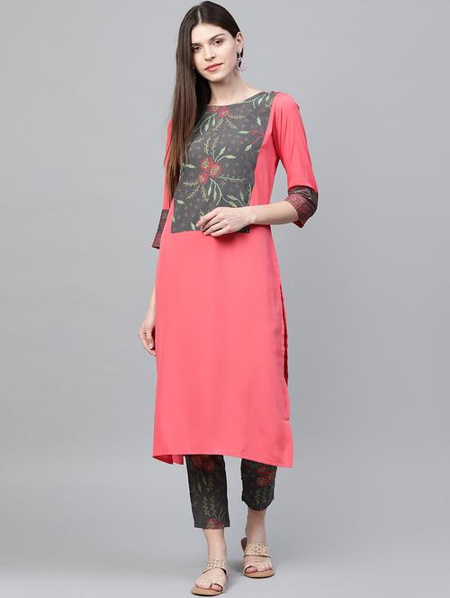 contrast kurta pant set - 17231394 - Very Small Image - 1