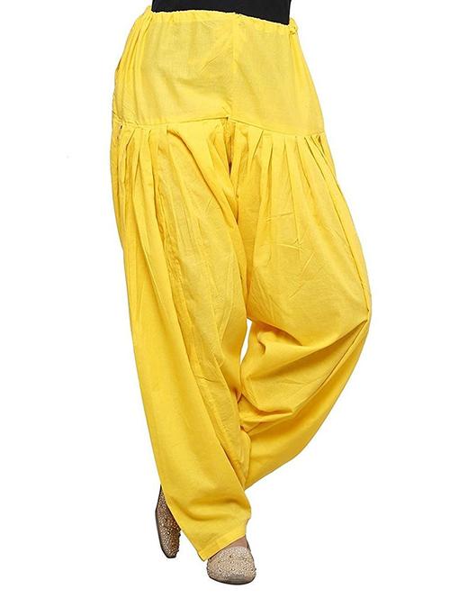 yellow cotton patiyala salwars - 17231435 - Very Small Image - 1