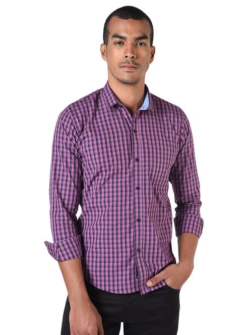 purple checkered casual shirt - 17231501 - Very Small Image - 1