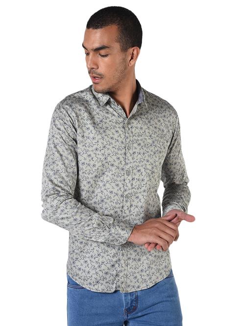 grey floral print casual shirt - 17231508 - Very Small Image - 1