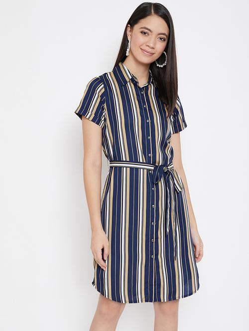 tie front striped shirt dress - 17231714 - Very Small Image - 1
