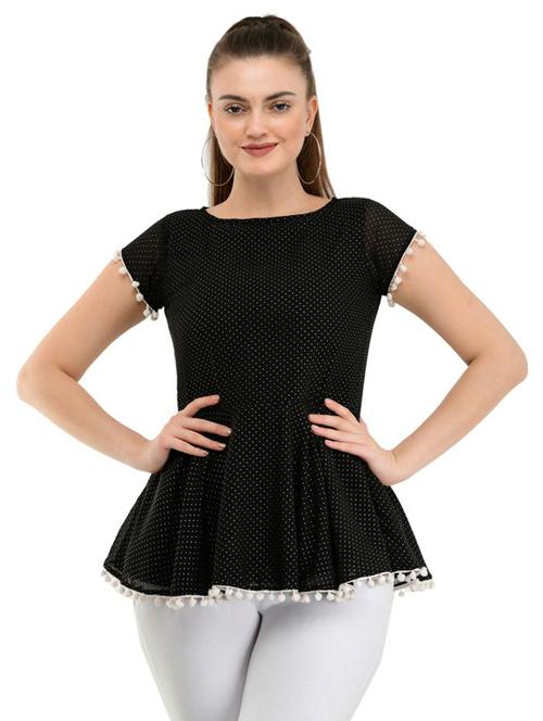laced hem peplum top - 17232076 - Very Small Image - 1