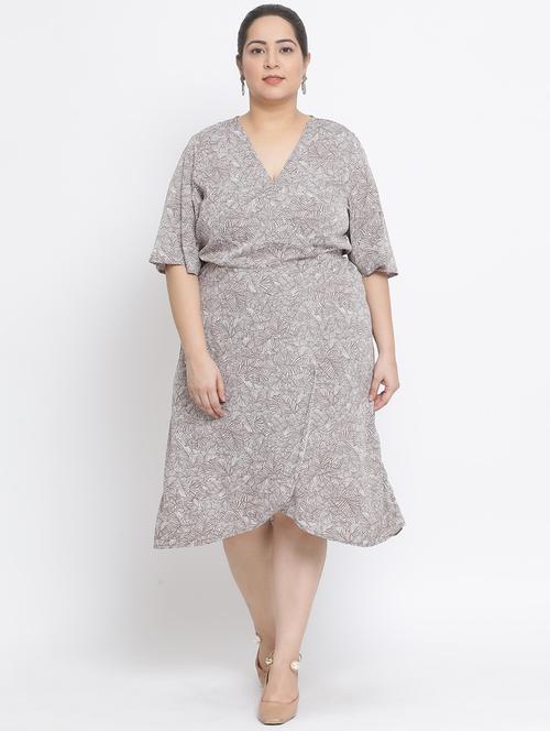 asymmetric printed plus dress - 17233058 - Very Small Image - 1