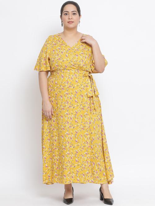 yellow viscose aline dress - 17233062 - Very Small Image - 1