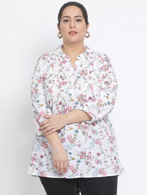 mandarin neck floral tunic - 17233120 - Very Small Image - 1