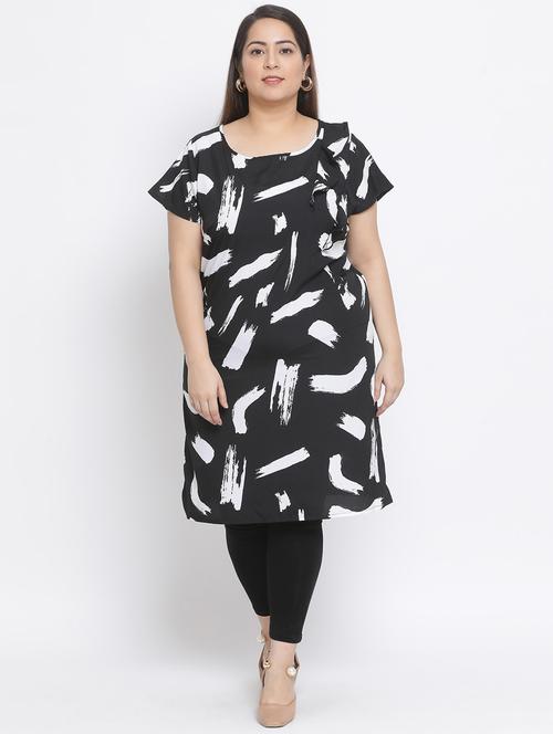 abstract print ruffled a-line kurta - 17233125 - Very Small Image - 1