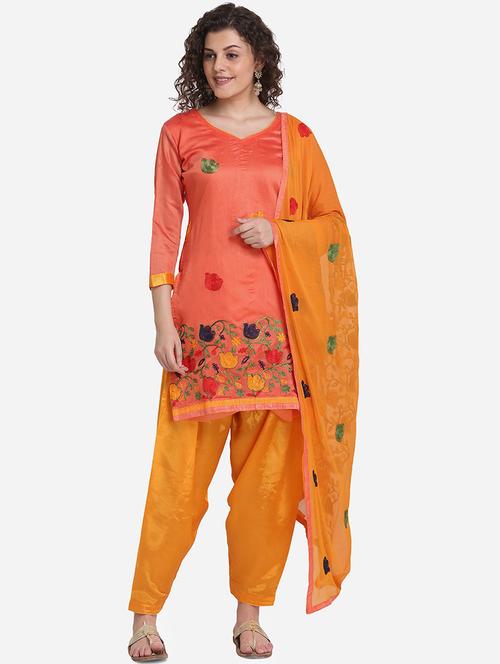 embroidered salwar unstitched suit - 17233483 - Very Small Image - 1