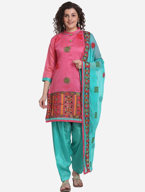 embroidered salwar unstitched suit - 17233485 - Very Small Image - 1