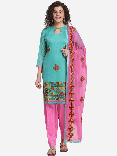 embroidered salwar unstitched suit - 17233486 - Very Small Image - 1