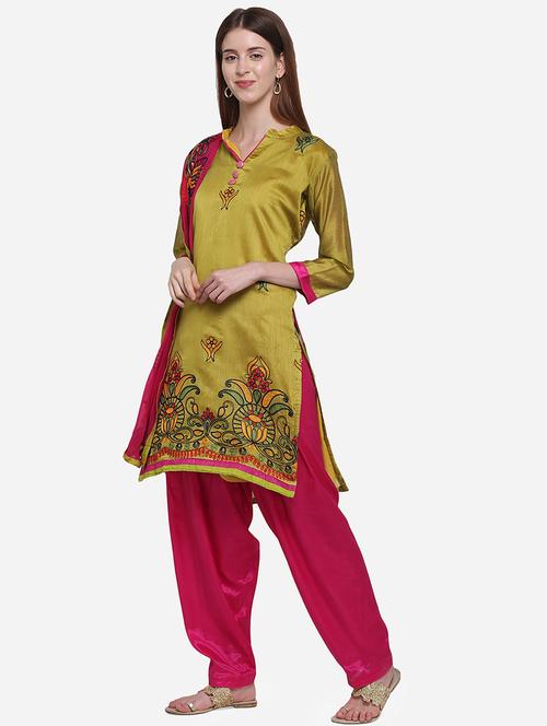 embroidered salwar unstitched suit - 17233487 - Very Small Image - 1