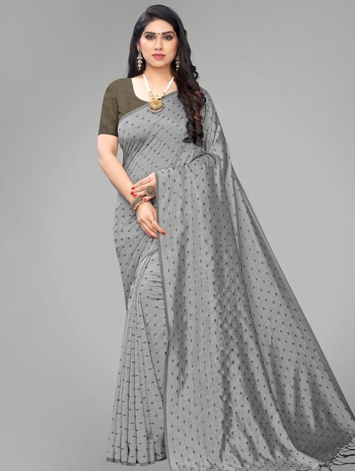 self design solid saree with blouse - 17234161 - Very Small Image - 1