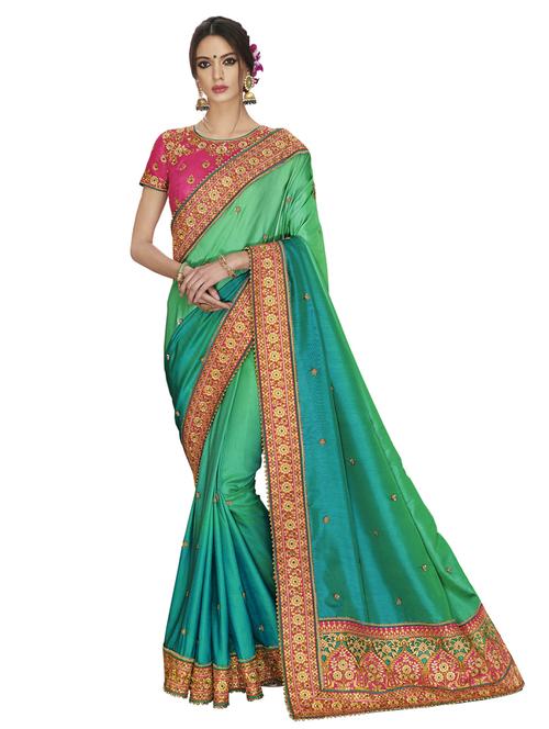 ombre print embroidered saree with blouse - 17234241 - Very Small Image - 1