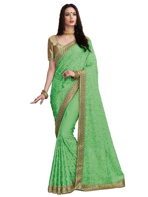 floral embroidered saree with blouse - 17234270 - Very Small Image - 1