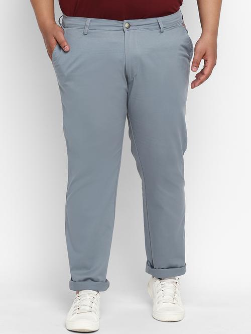 plus size grey solid chinos - 17234419 - Very Small Image - 1
